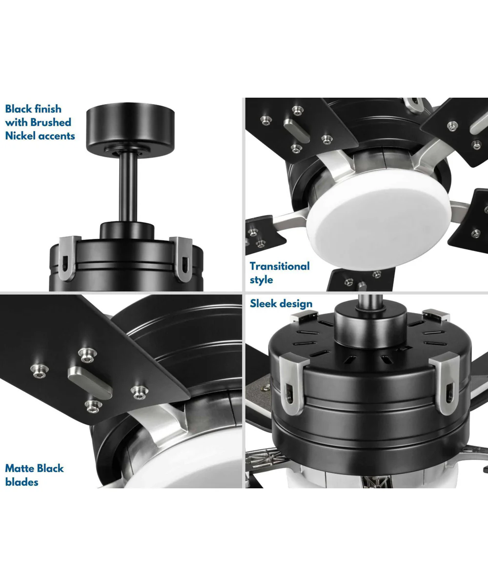Glenfalls 5-Blade Reversible Matte 56-Inch LED Transitional Ceiling Fan Black - Image 5
