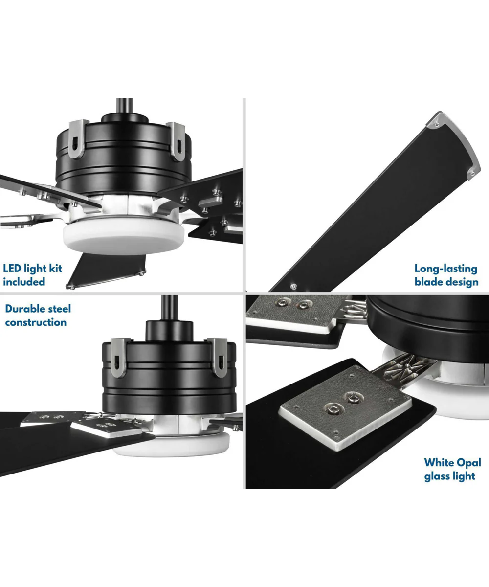 Glenfalls 5-Blade Reversible Matte 56-Inch LED Transitional Ceiling Fan Black - Image 6