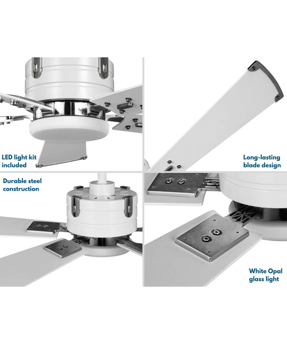 Glenfalls 5-Blade Reversible White 56-Inch LED Transitional Ceiling Fan Satin White - Image 5
