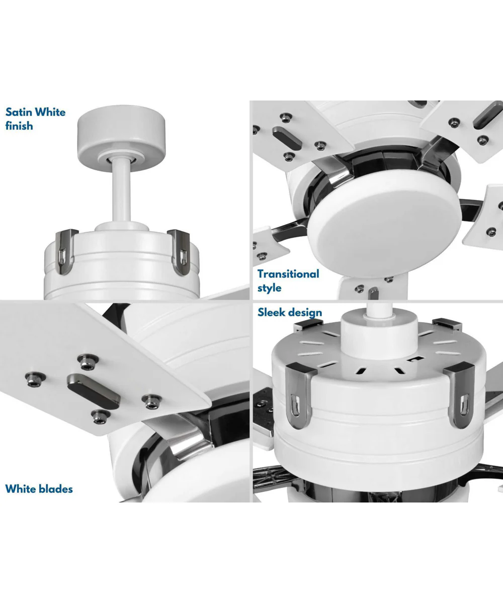 Glenfalls 5-Blade Reversible White 56-Inch LED Transitional Ceiling Fan Satin White - Image 8