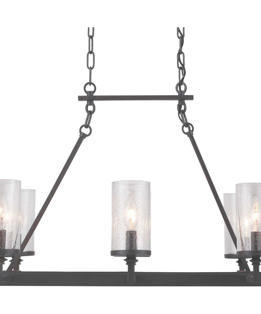 Gresham 8-Light Clear Seeded Glass Farmhouse Chandelier Light Graphite - Image 2