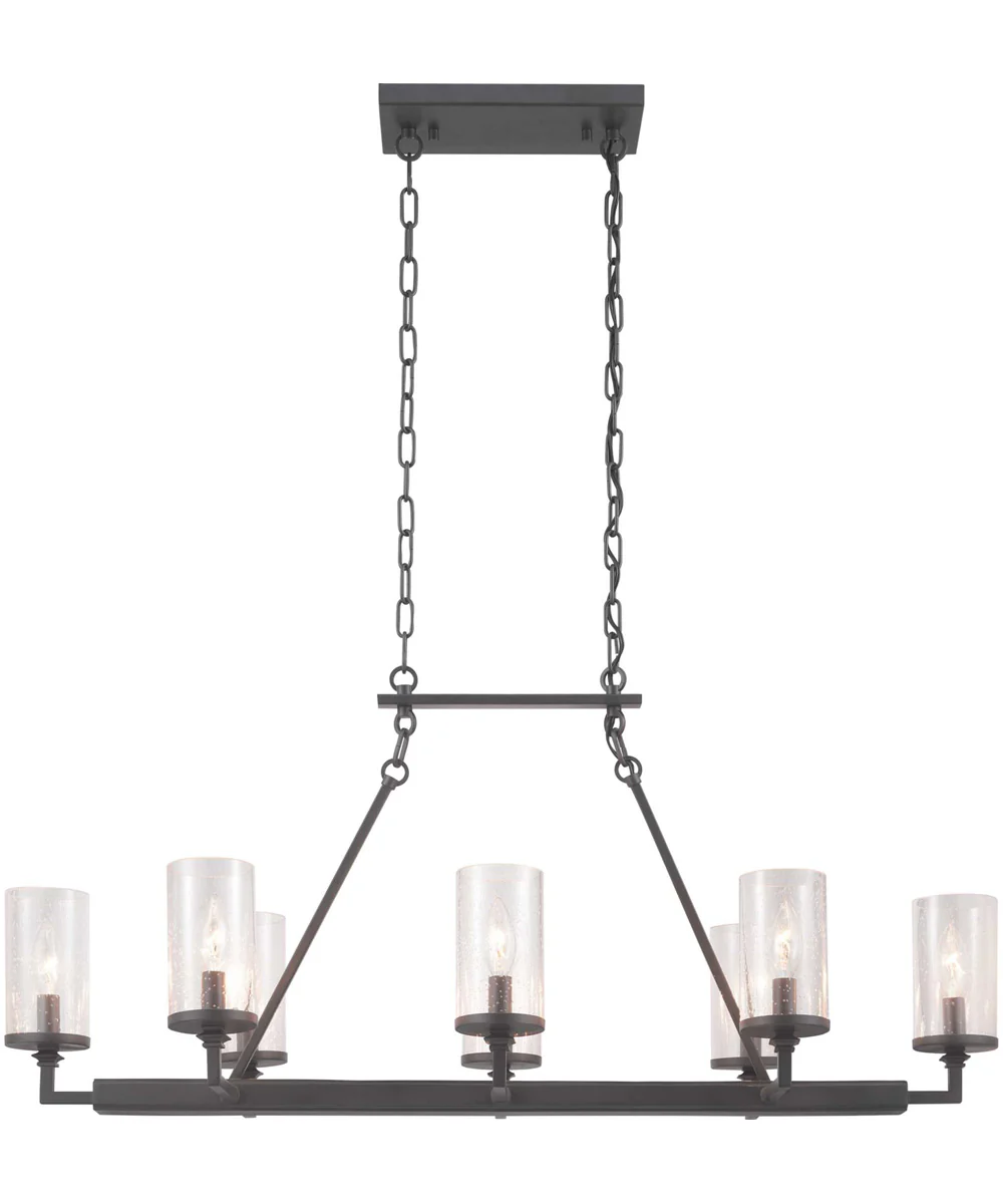 Gresham 8-Light Clear Seeded Glass Farmhouse Chandelier Light Graphite - Image 8