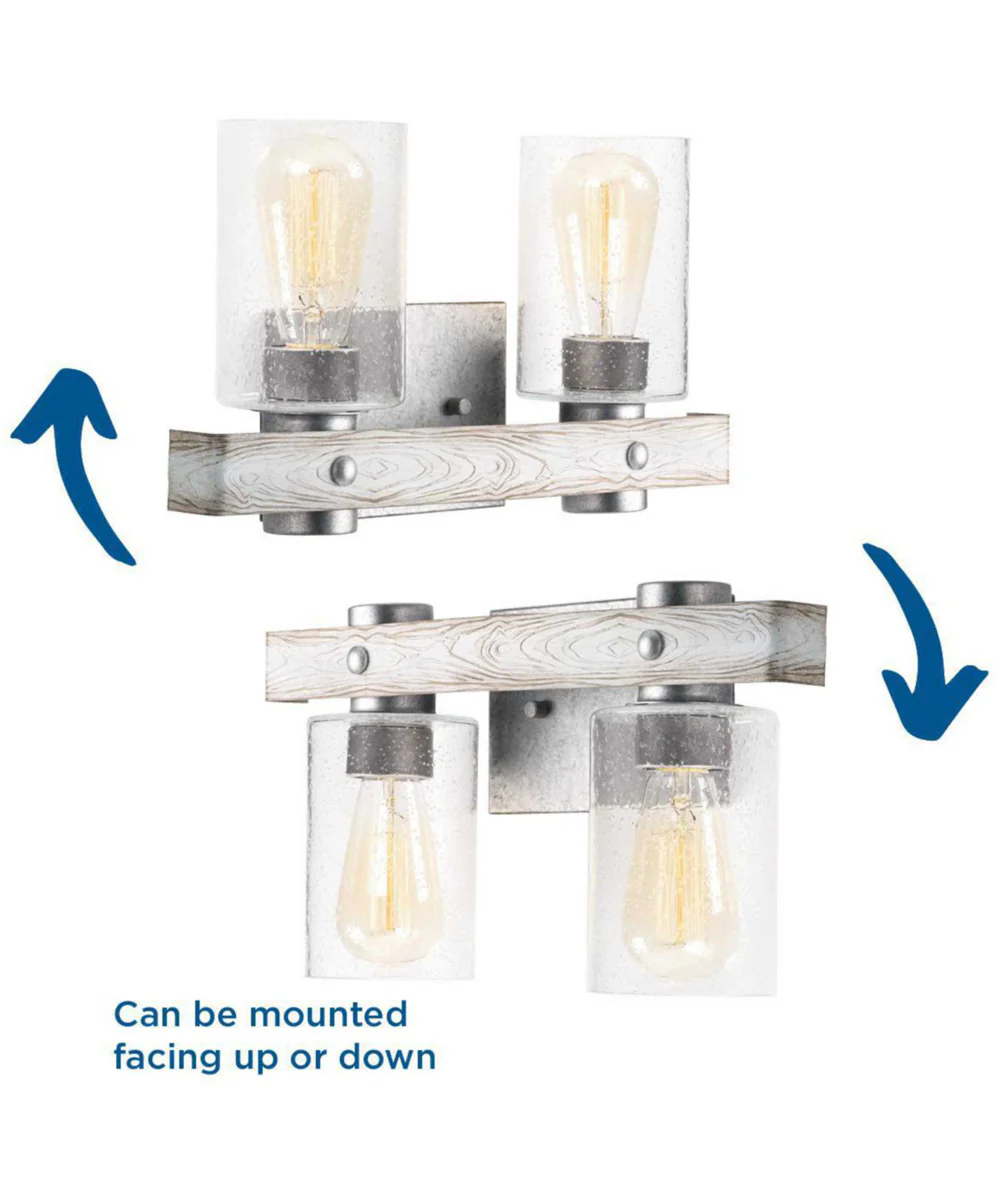 Gulliver 2-Light Clear Seeded Glass Coastal Bath Vanity Light Galvanized Finish - Image 4