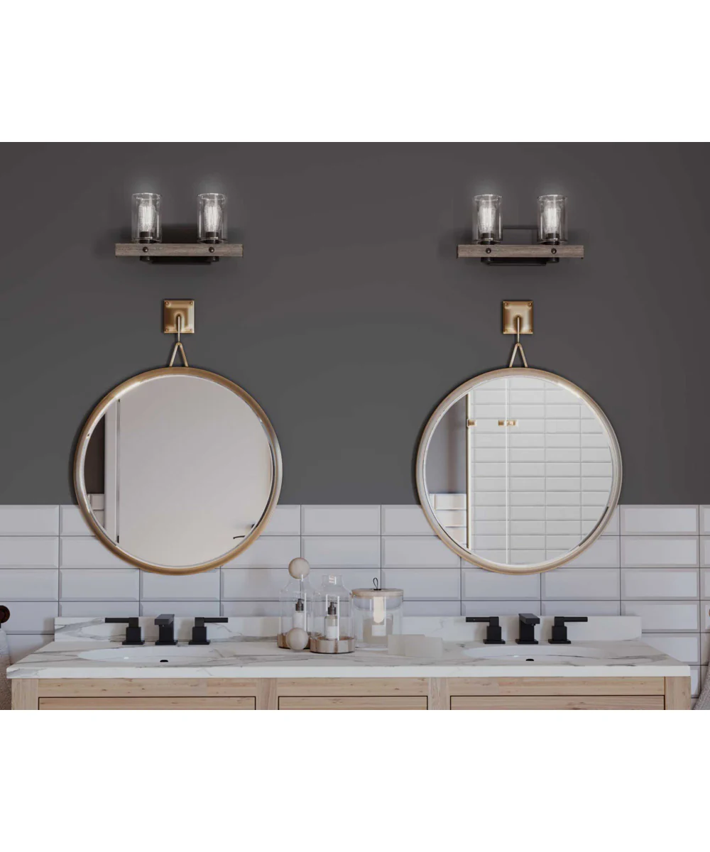 Gulliver 2-Light Clear Seeded Glass Coastal Bath Vanity Light Graphite - Image 2