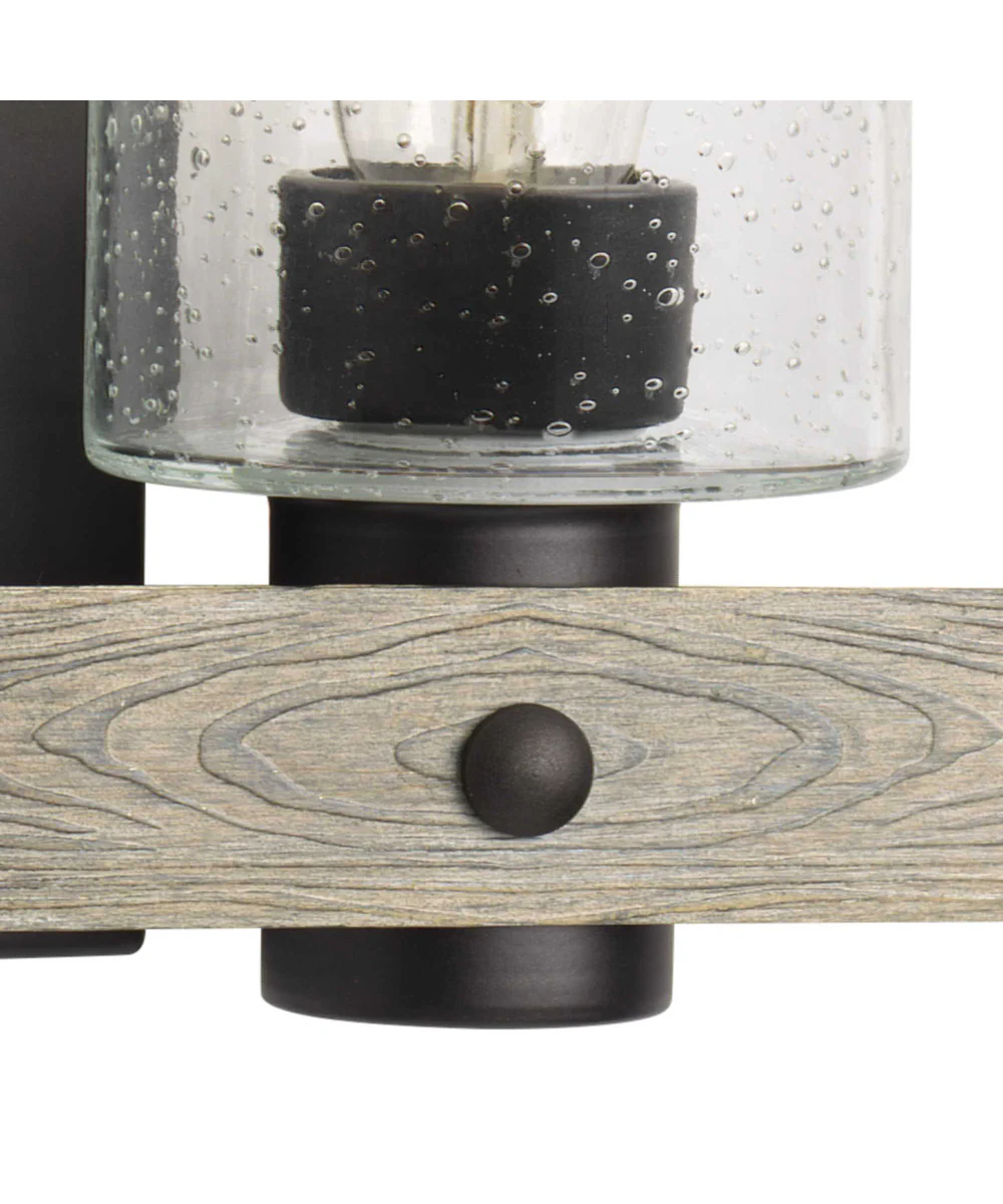 Gulliver 2-Light Clear Seeded Glass Coastal Bath Vanity Light Graphite - Image 3