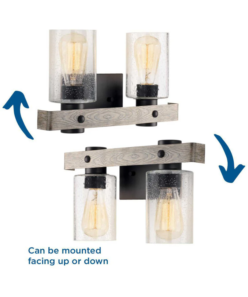 Gulliver 2-Light Clear Seeded Glass Coastal Bath Vanity Light Graphite - Image 7