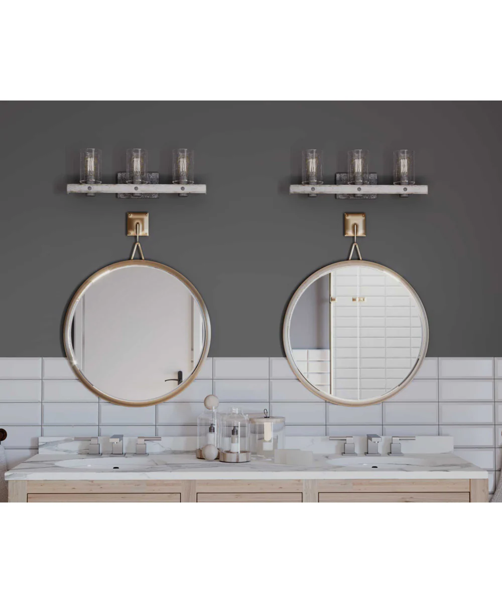 Gulliver 3-Light Clear Seeded Glass Coastal Bath Vanity Light Galvanized Finish - Image 2