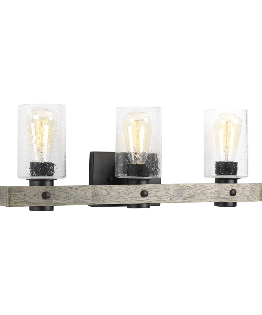 Gulliver 3-Light Clear Seeded Glass Coastal Bath Vanity Light Graphite