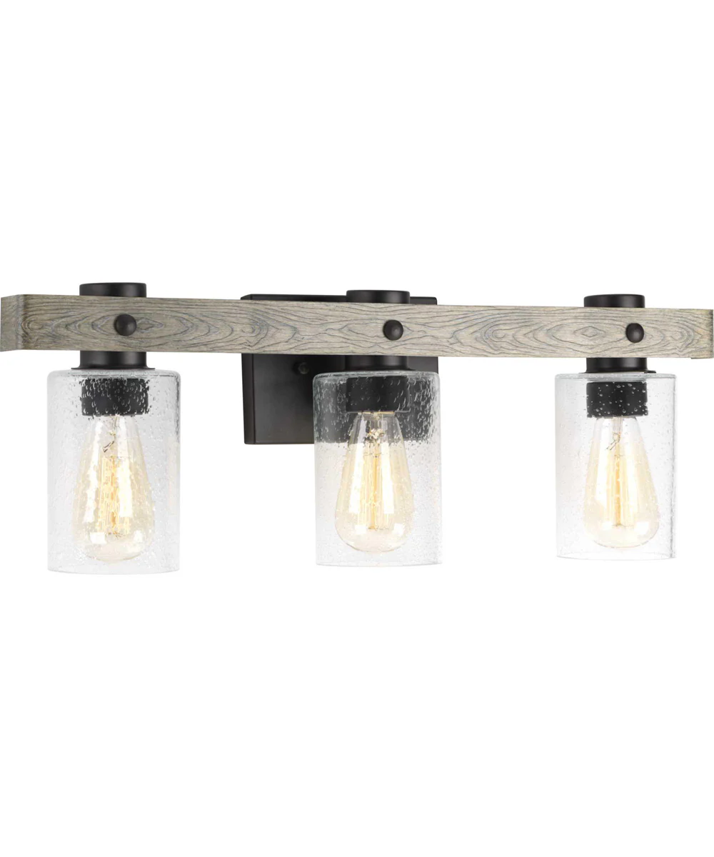 Gulliver 3-Light Clear Seeded Glass Coastal Bath Vanity Light Graphite - Image 2