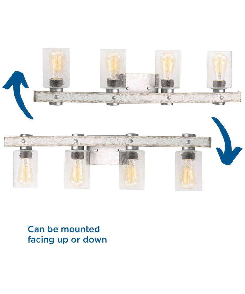 Gulliver 4-Light Clear Seeded Glass Coastal Bath Vanity Light Galvanized Finish - Image 8