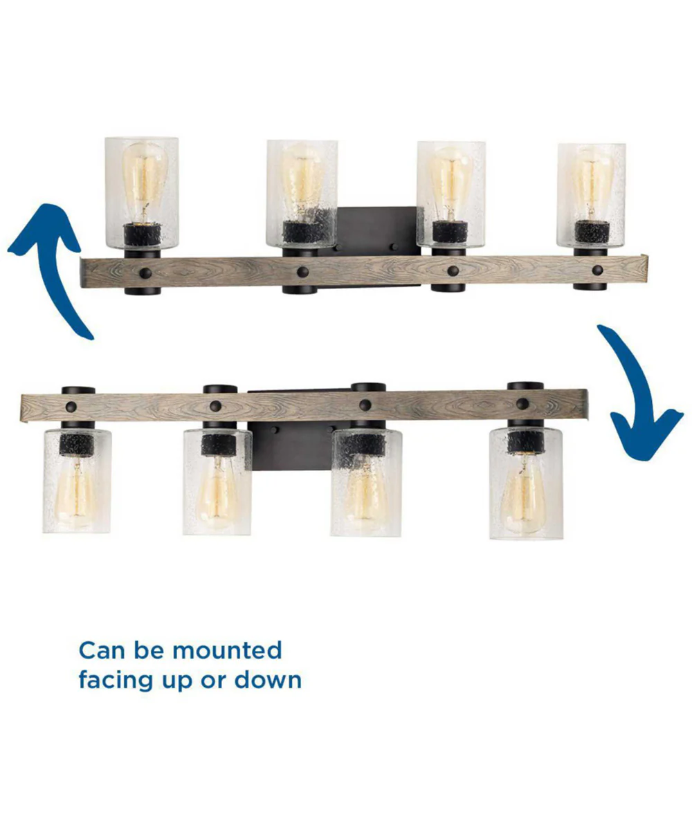 Gulliver 4-Light Clear Seeded Glass Coastal Bath Vanity Light Graphite - Image 3
