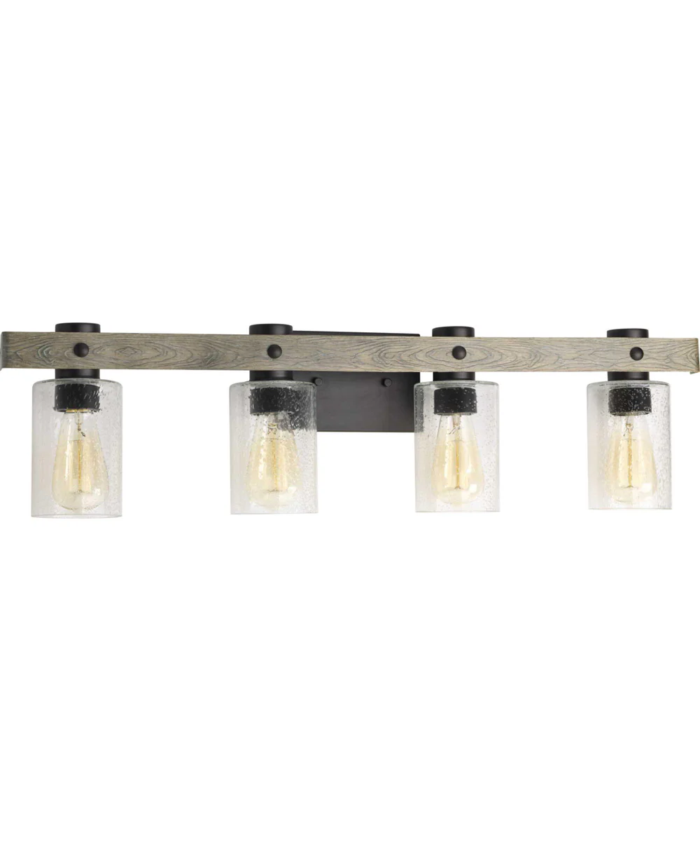 Gulliver 4-Light Clear Seeded Glass Coastal Bath Vanity Light Graphite - Image 6