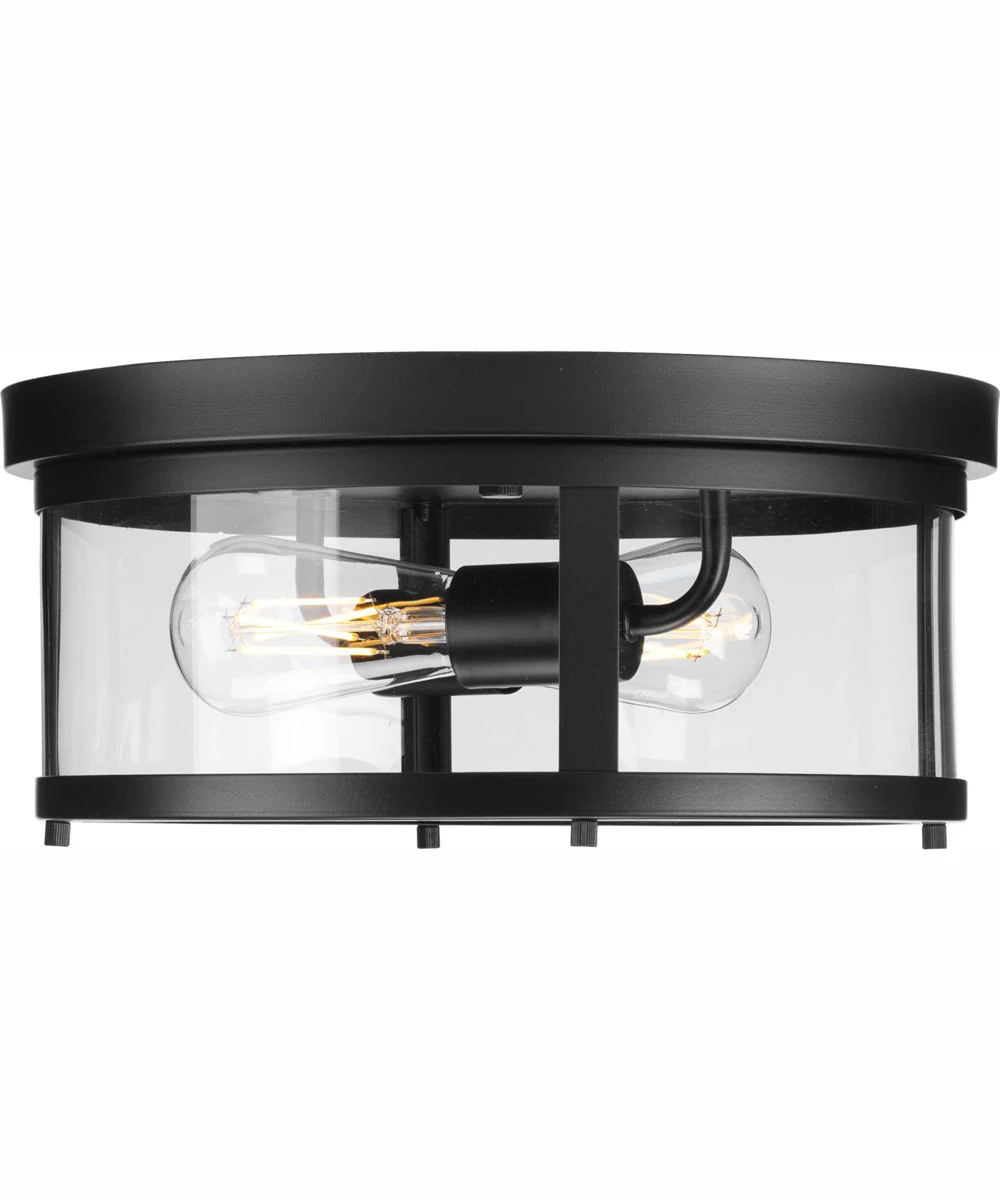 Gunther 2-Light Modern Farmhouse Flush Mount Light Matte Black - Image 8