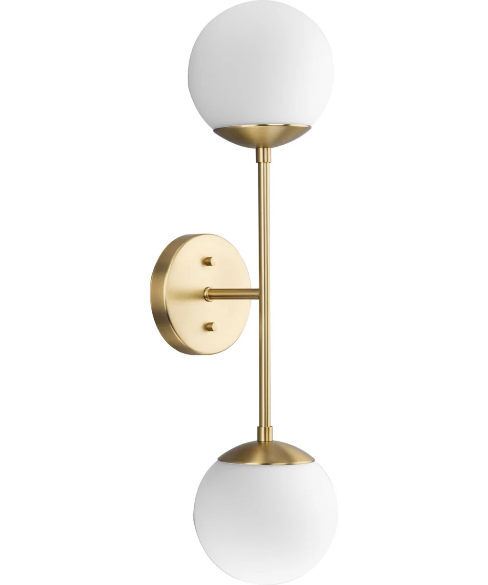 Haas 2-Light Brushed Gold Mid-Century Modern Wall Bracket Brushed Bronze