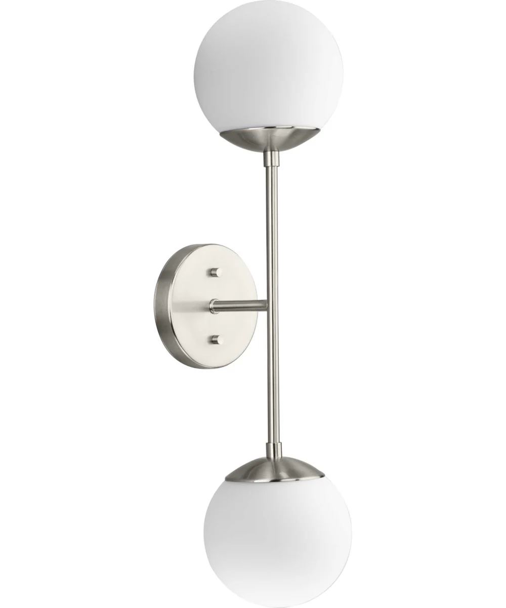 Haas 2-Light Mid-Century Modern Wall Bracket Brushed Nickel