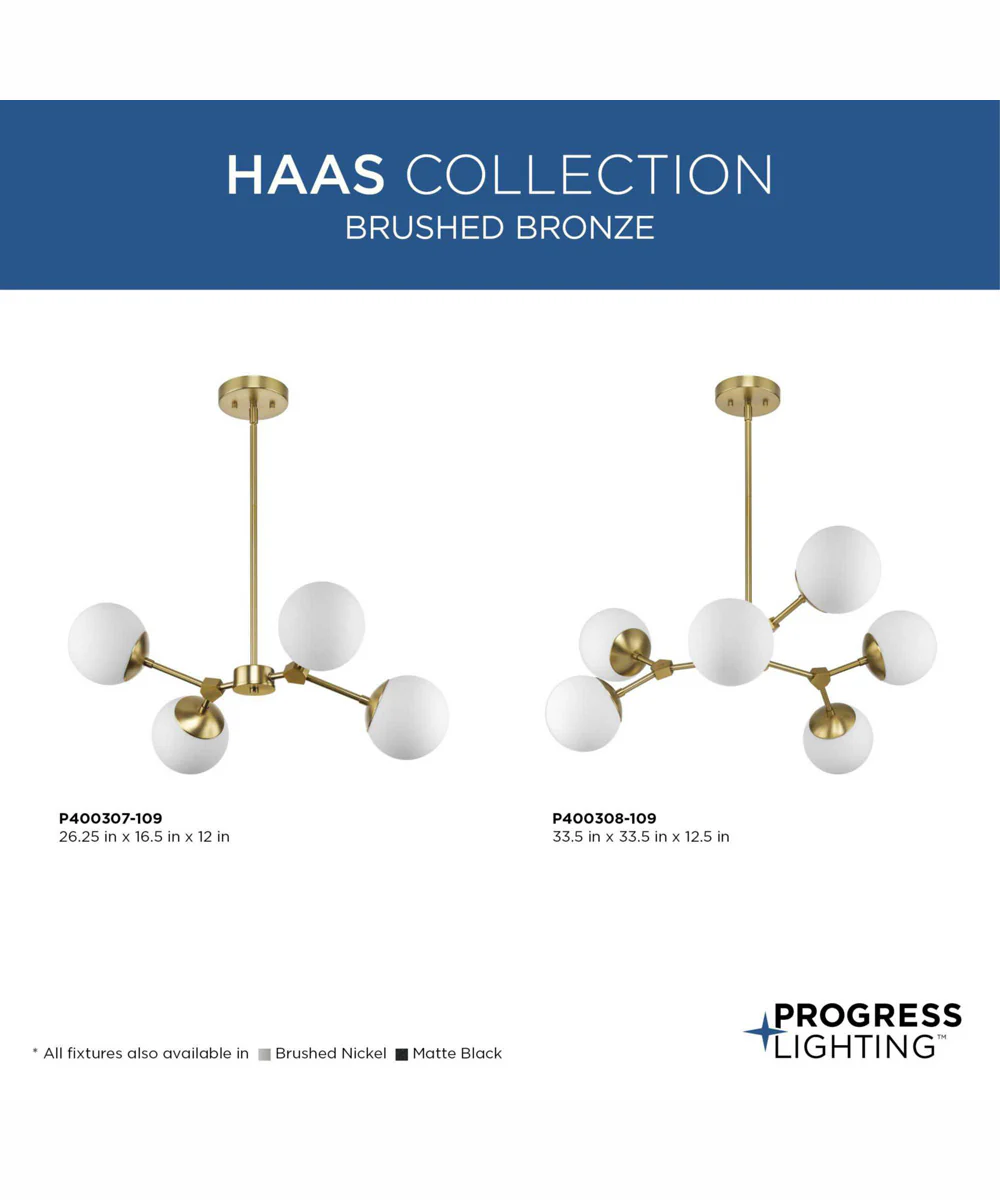 Haas 6-Light Mid-Century Modern Chandelier Brushed Bronze - Image 8