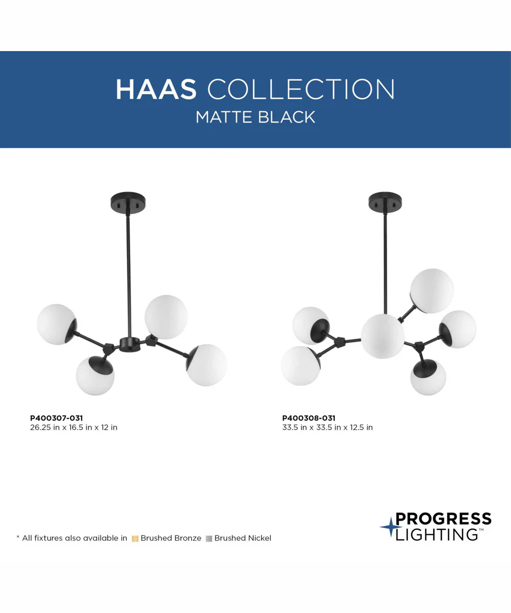 Haas 6-Light Mid-Century Modern Chandelier Matte Black - Image 9