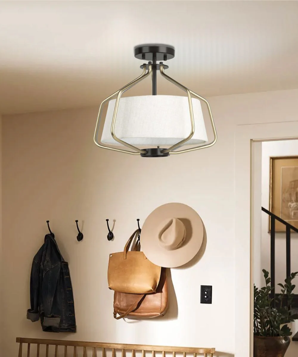 Hangar 2-Light 16"w Semi-Flush Mount/Pendant Convertible Light Fixture Antique Bronze by Progress - Image 2