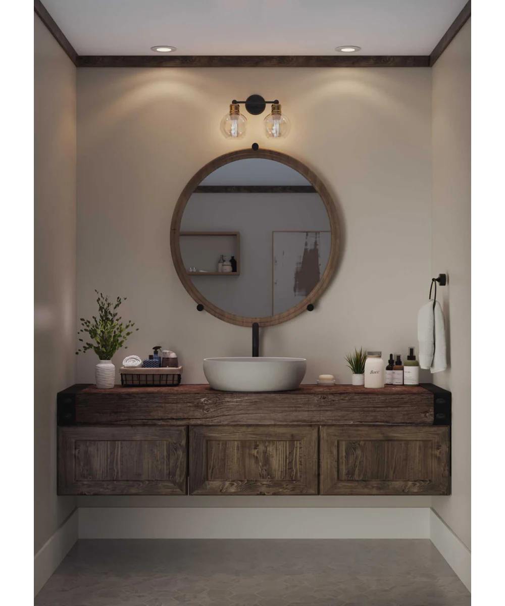 Hansford 2-Light Clear Glass Coastal Bath Vanity Light Antique Bronze - Image 2