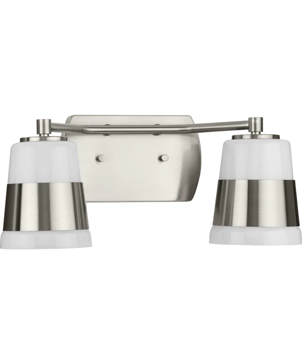 Haven 2-Light Opal Glass Luxe Industrial Bath Light Brushed Nickel