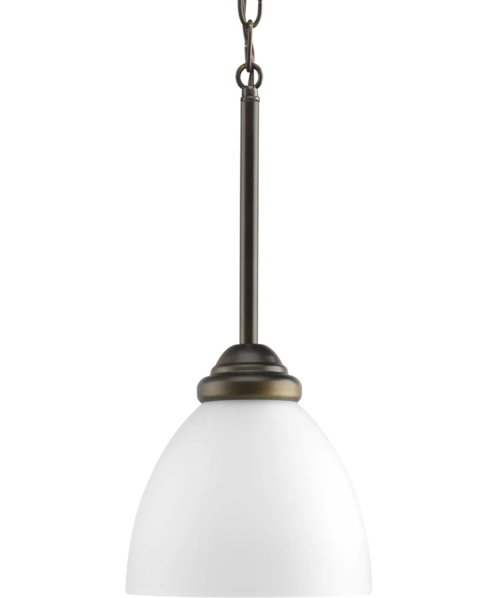 Heart 1-Light Etched Glass Traditional Mini-Pendant Light Antique Bronze