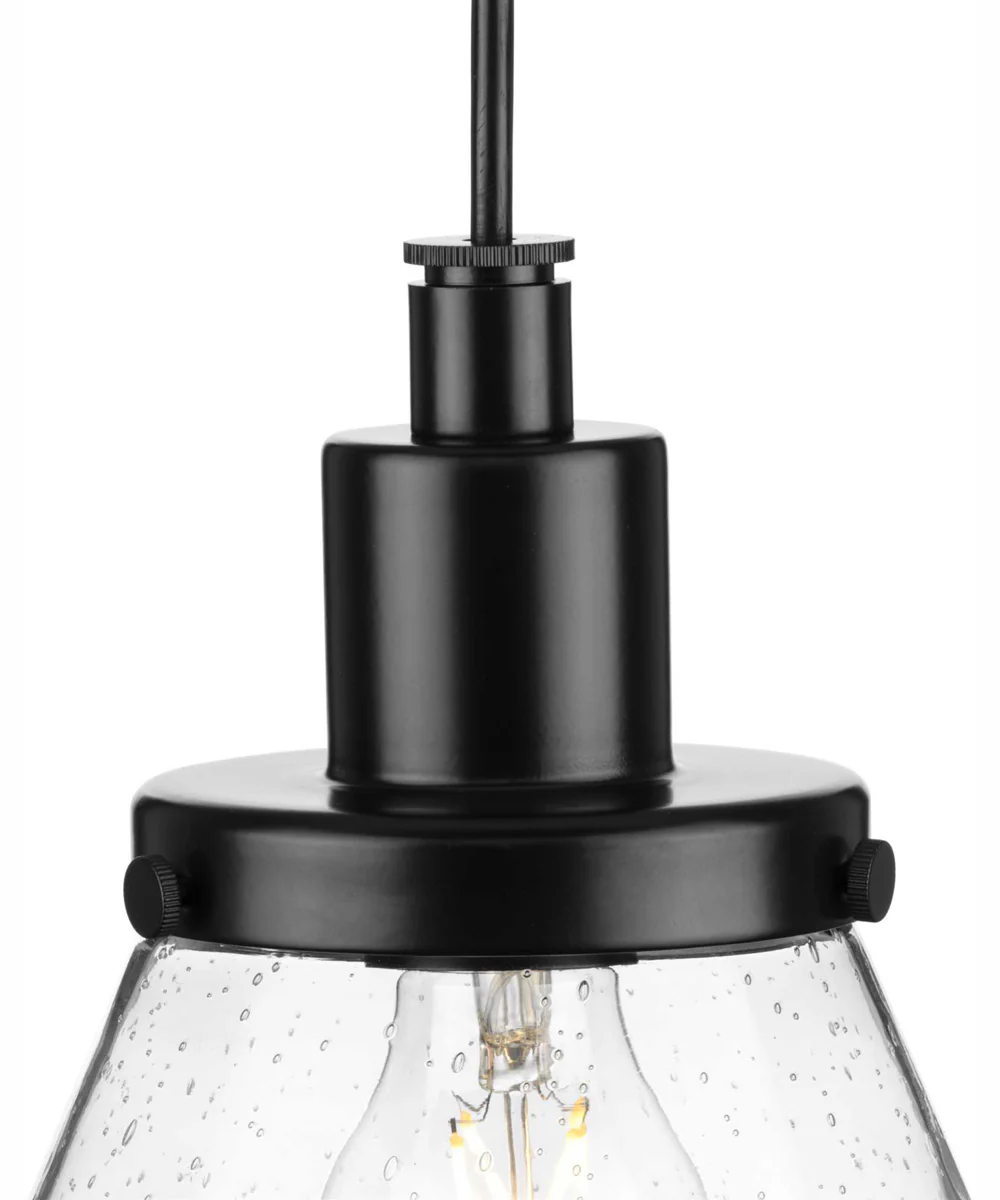 Hinton 1-Light Brushed Nickel Modern Farmhouse Pendant Matte Black - Image 10