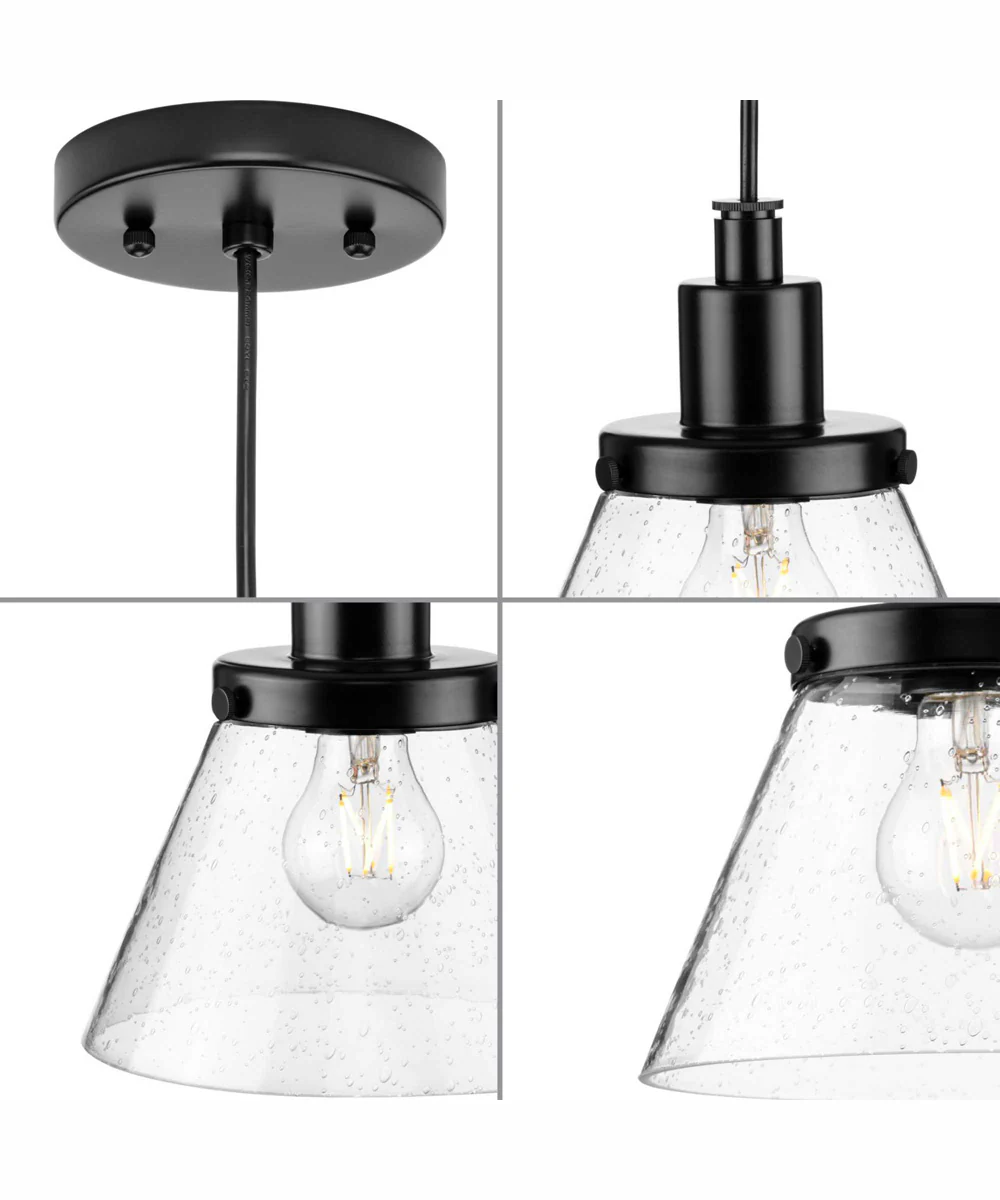 Hinton 1-Light Brushed Nickel Modern Farmhouse Pendant Matte Black - Image 5