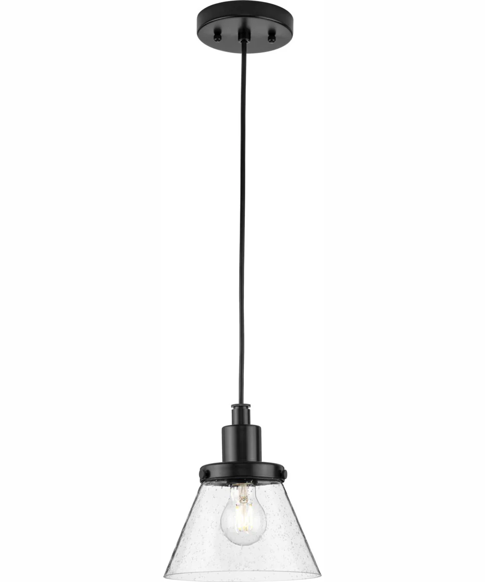 Hinton 1-Light Brushed Nickel Modern Farmhouse Pendant Matte Black - Image 9
