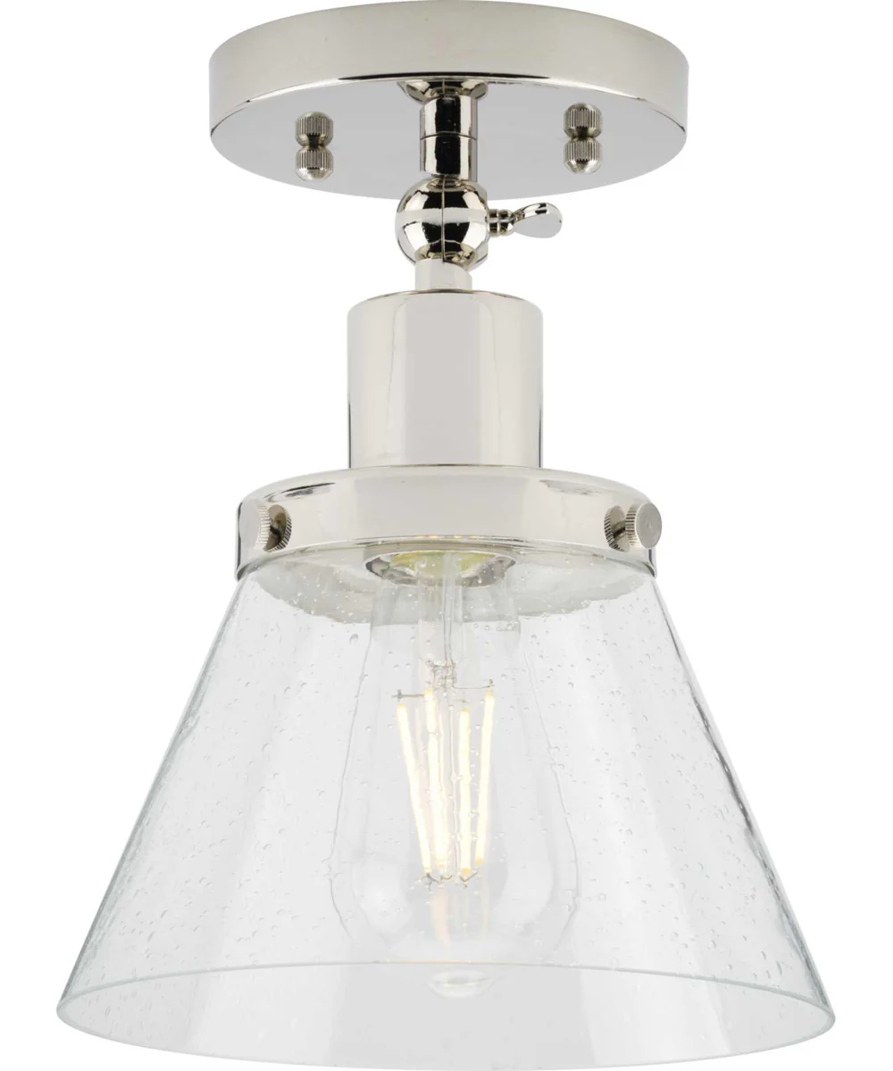 Hinton 1-Light Clear Seeded Glass Vintage Style Ceiling Light Polished Nickel - Image 2