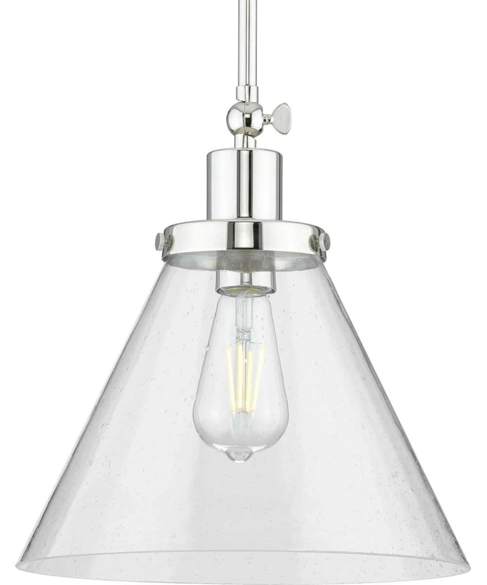 Hinton 1-Light Clear Seeded Glass Vintage Style Hanging Pendant Light Polished Nickel