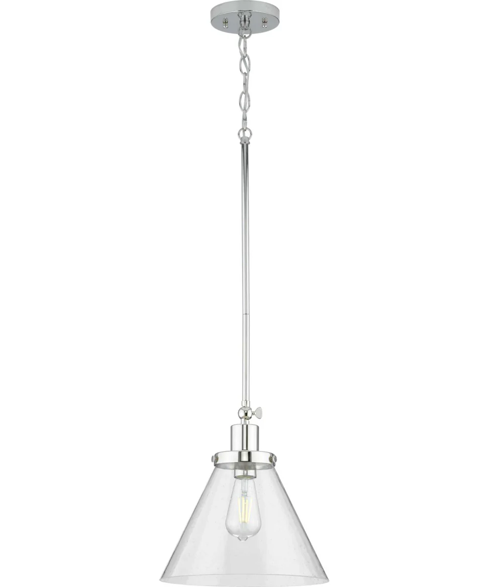 Hinton 1-Light Clear Seeded Glass Vintage Style Hanging Pendant Light Polished Nickel - Image 5