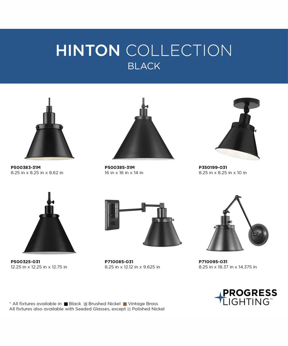 Hinton 1-Light Modern Farmhouse Pendant Matte Black - Image 5