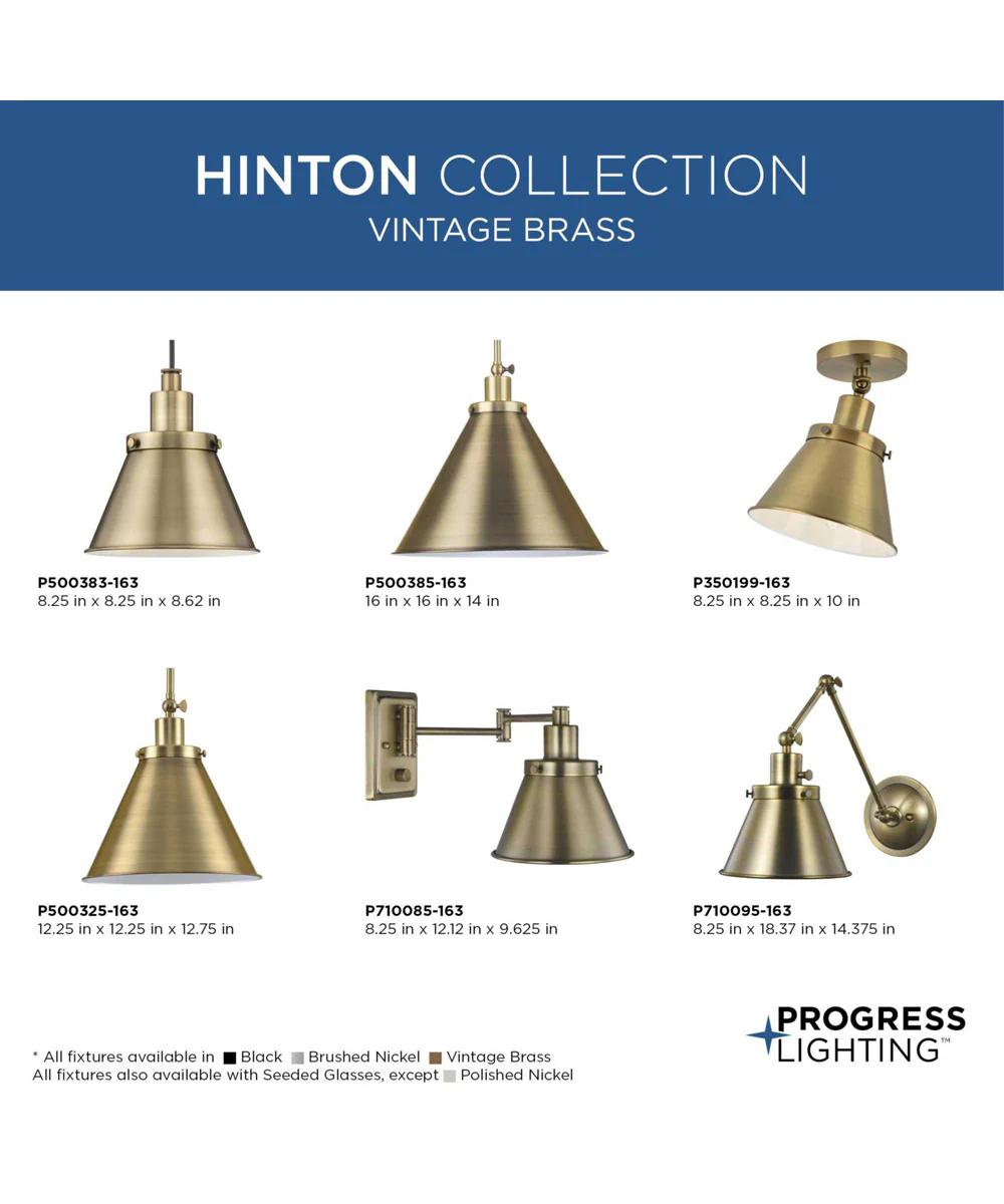 Hinton 1-Light Modern Farmhouse Pendant Vintage Brass - Image 5
