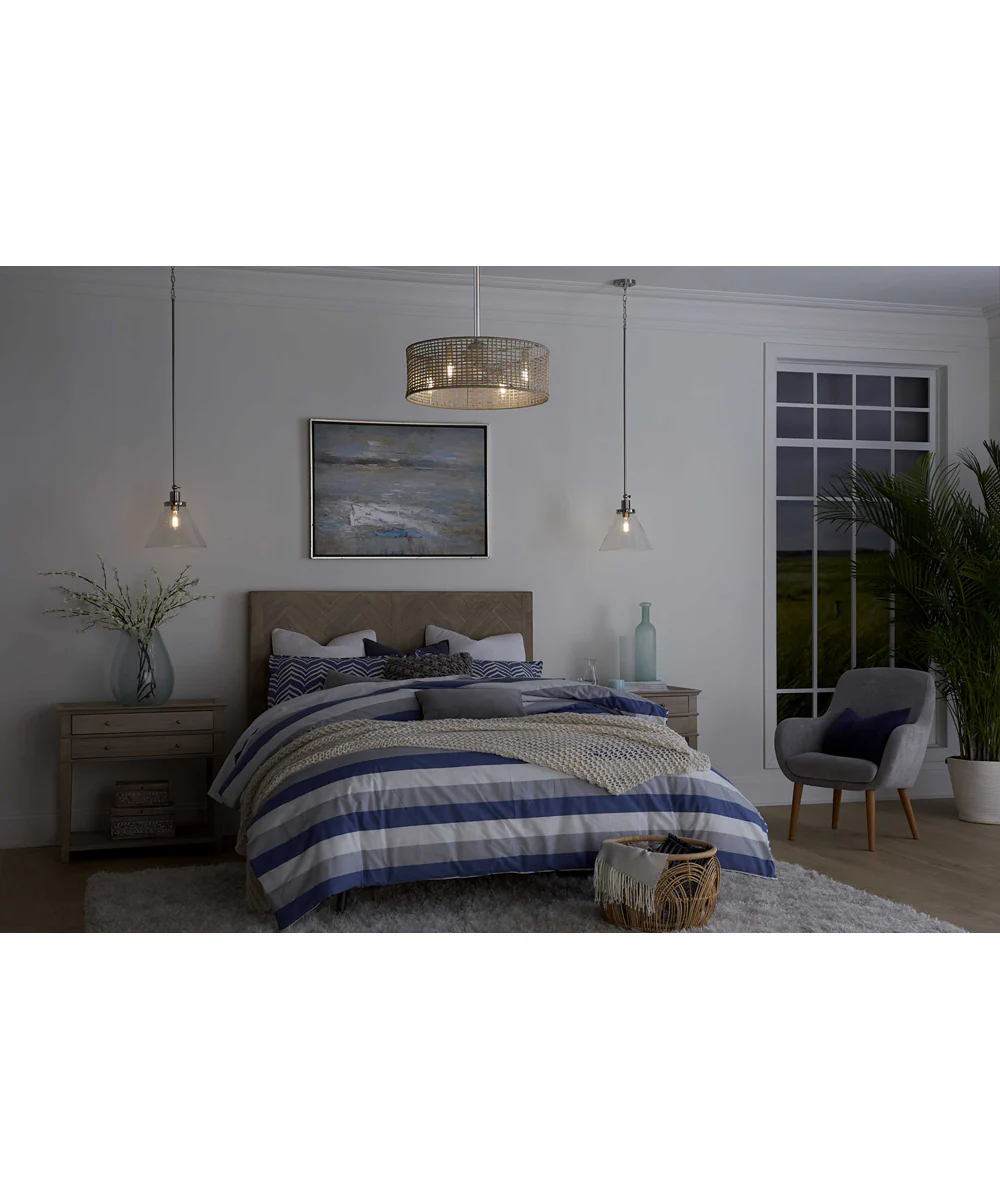 Hinton 1-Light Seeded Glass Vintage Style Hanging Pendant Light Brushed Nickel - Image 2