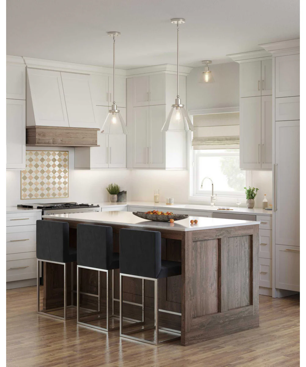 Hinton 1-Light Seeded Glass Vintage Style Hanging Pendant Light Brushed Nickel - Image 4