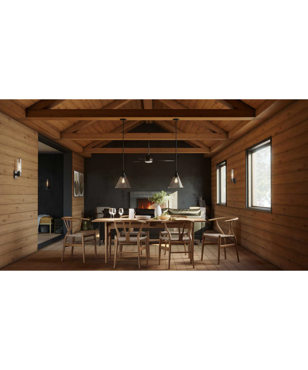 Hinton 1-Light Seeded Glass Vintage Style Hanging Pendant Light Matte Black - Image 2