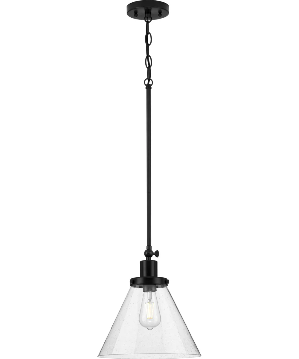 Hinton 1-Light Seeded Glass Vintage Style Hanging Pendant Light Matte Black - Image 5