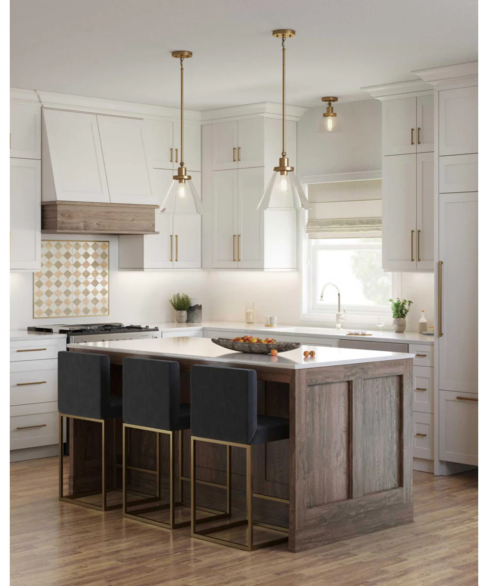 Hinton 1-Light Seeded Glass Vintage Style Hanging Pendant Light Vintage Brass - Image 2
