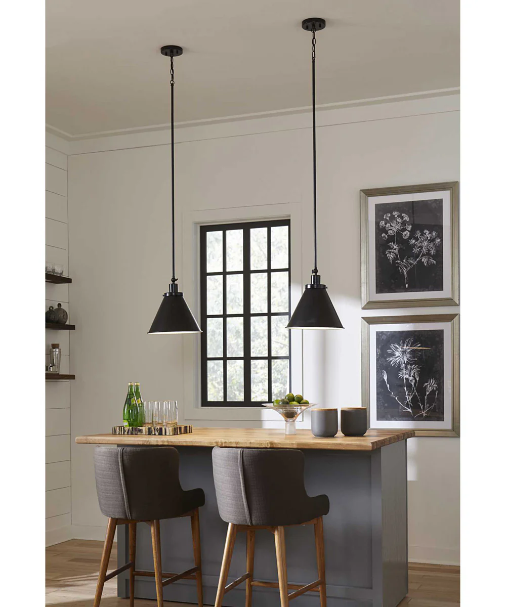 Hinton 1-Light Vintage Style Hanging Pendant Light Matte Black - Image 2