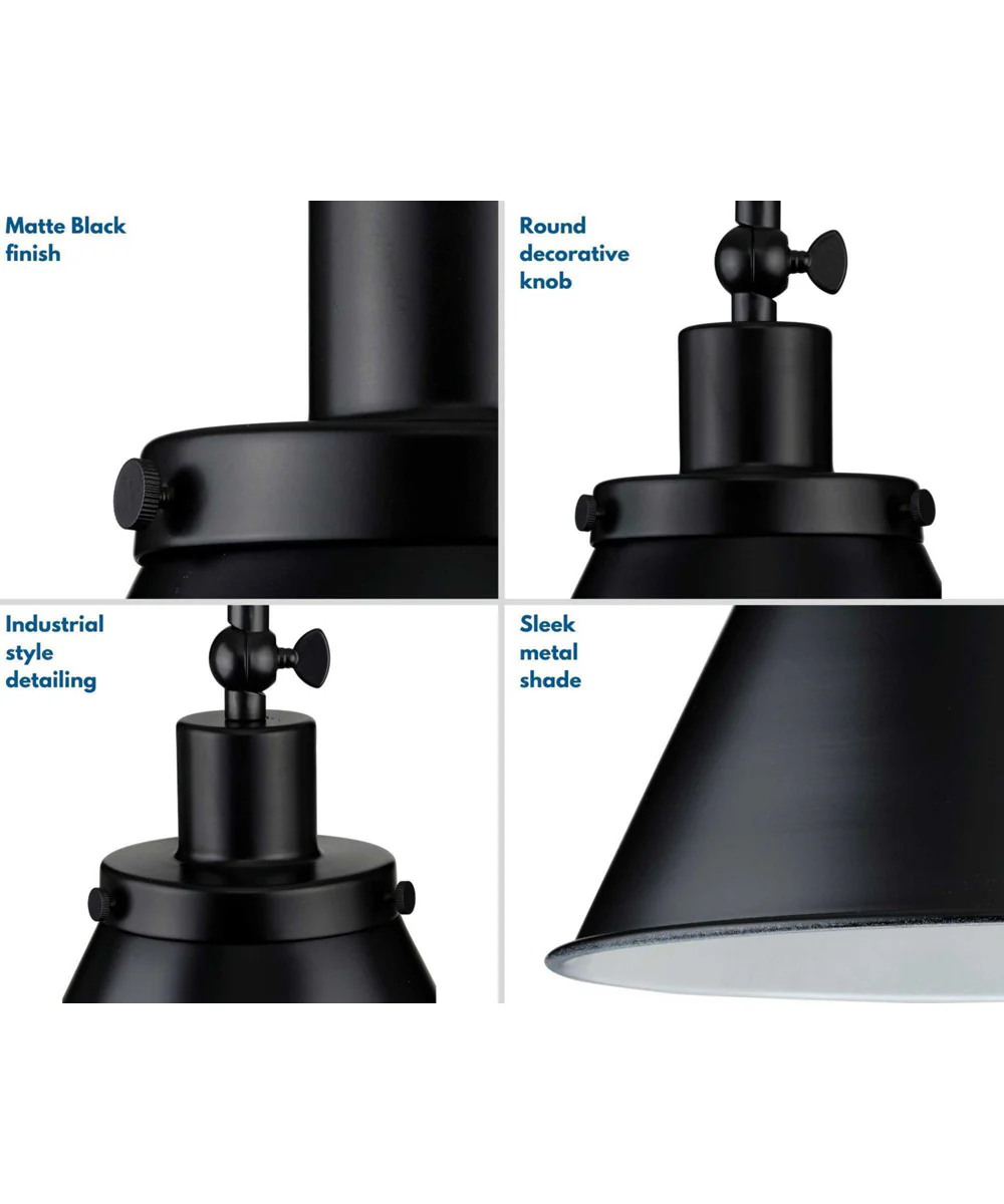 Hinton 1-Light Vintage Style Hanging Pendant Light Matte Black - Image 8