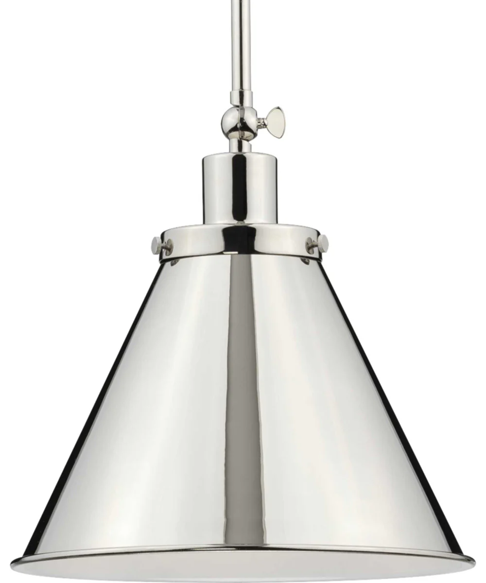 Hinton 1-Light Vintage Style Hanging Pendant Light Polished Nickel