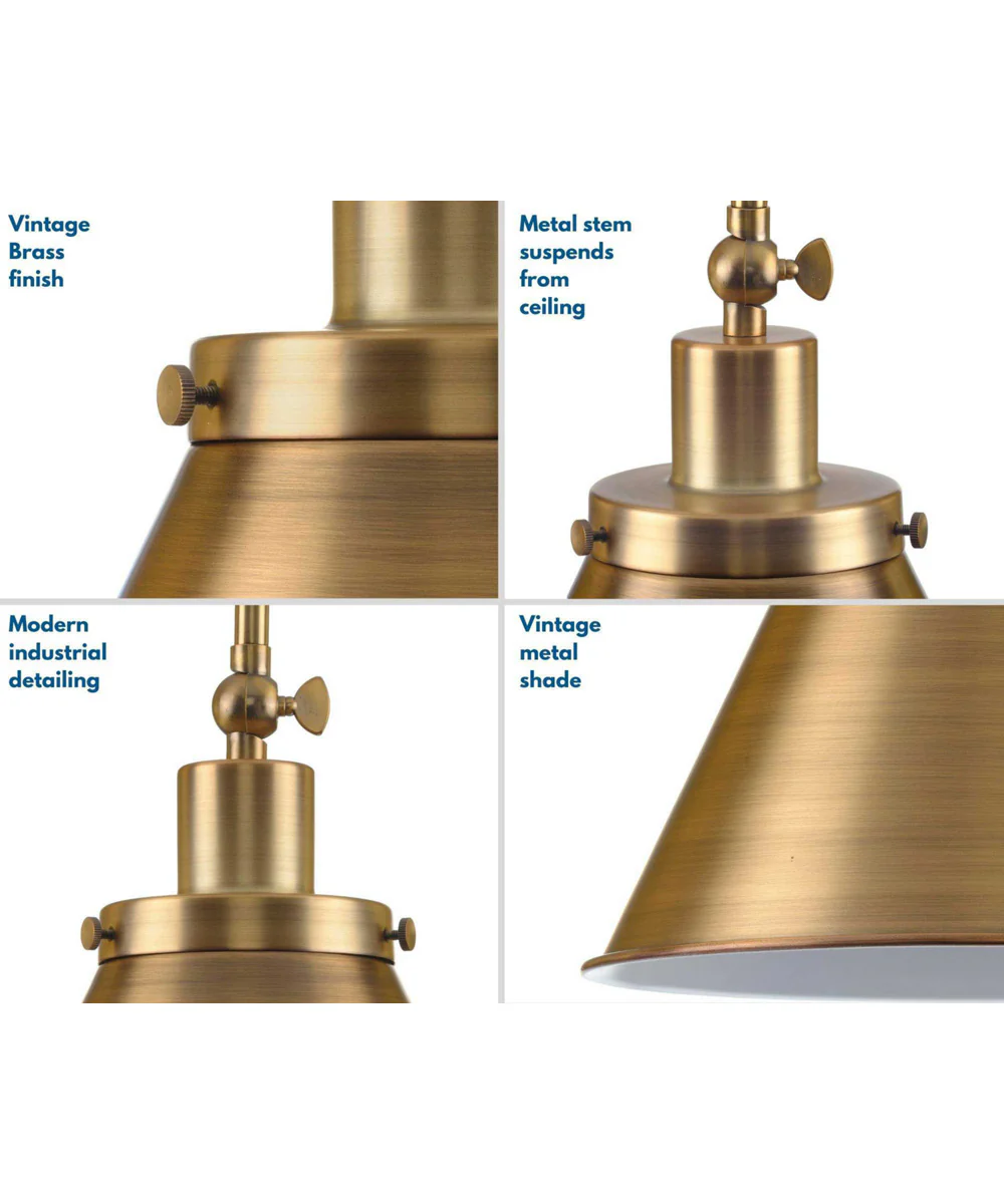 Hinton 1-Light Vintage Style Hanging Pendant Light Vintage Brass - Image 5
