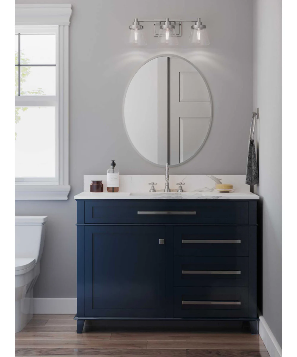 Hinton 3-Light Clear Seeded Glass Farmhouse Bath Vanity Light Brushed Nickel - Image 2