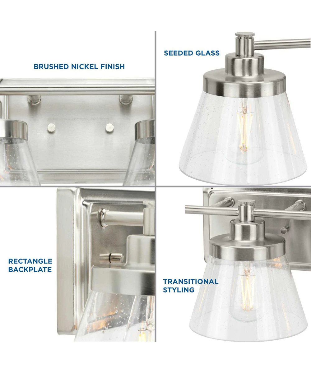 Hinton 3-Light Clear Seeded Glass Farmhouse Bath Vanity Light Brushed Nickel - Image 5