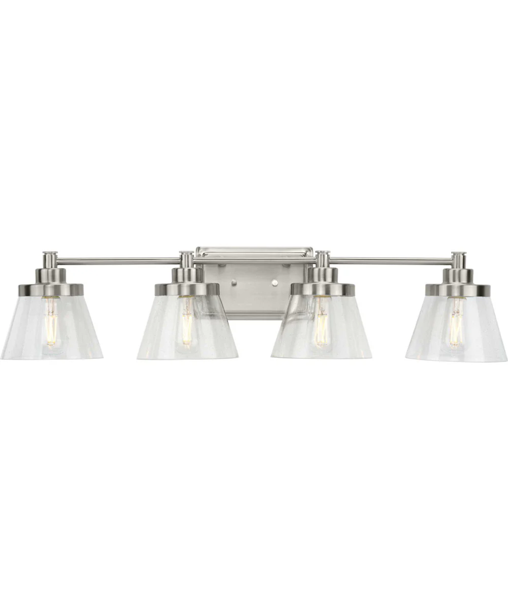 Hinton 4-Light Clear Seeded Glass Farmhouse Bath Vanity Light Brushed Nickel - Image 6