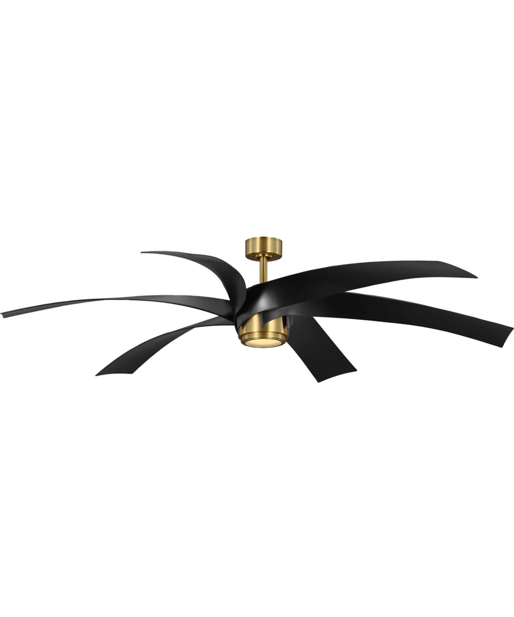 Insigna 72-in 6-Blade Contemporary Ceiling Fan with Matte Black Blades Vintage Brass