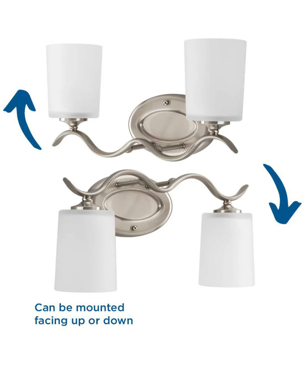 Inspire 2-Light Etched Glass Traditional Bath Vanity Light Brushed Nickel - Image 5