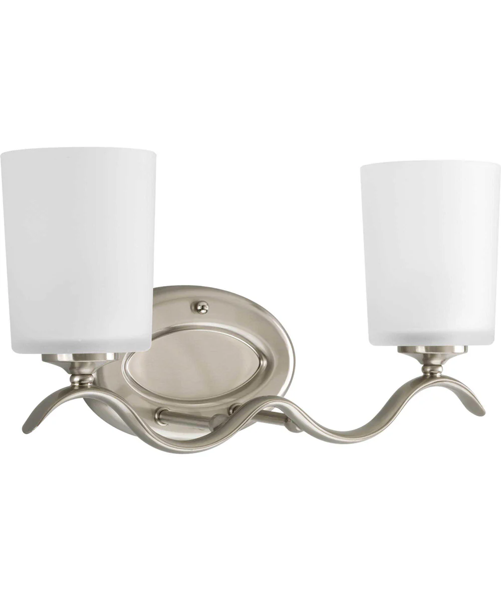 Inspire 2-Light Etched Glass Traditional Bath Vanity Light Brushed Nickel - Image 8