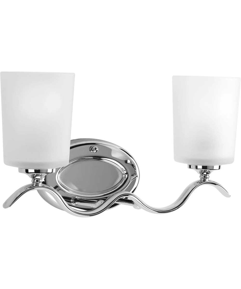 Inspire 2-Light Etched Glass Traditional Bath Vanity Light Polished Chrome - Image 3