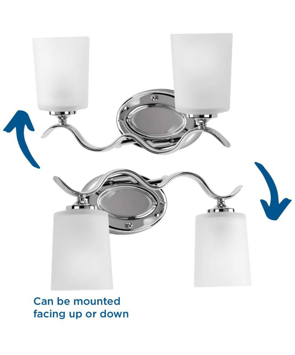 Inspire 2-Light Etched Glass Traditional Bath Vanity Light Polished Chrome - Image 4